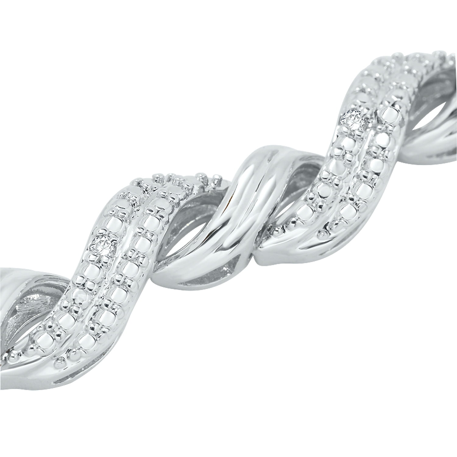 1/4 Carat T.W Silver Tone Fashion Link Bracelet. 7.5"