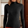 thumbnail image 4 of Fiaer Fall Sweaters for Women 2025 Crew Neck Long Sleeve Plus Size Trendy Casual Solid Color Lightweight Ribbed Knit Tops Black XXL, 4 of 7
