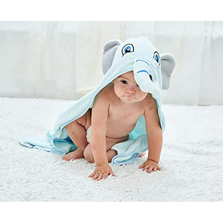 Hooded Towel Rayon Made from Bamboo Bath Towel with Bear Ears for Newborn Babie Toddler Infant Absorbent Large Baby Towel Blue Elephant 37.5 x 37.5 Inch Walmart