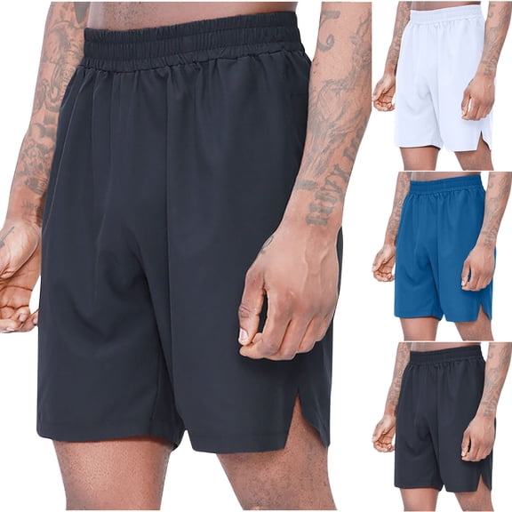 ZyeKqe Mens Casual Shorts Summer Elastic Waist Solid Color Sports Lightweight Walking Hiking Shorts with Pockets