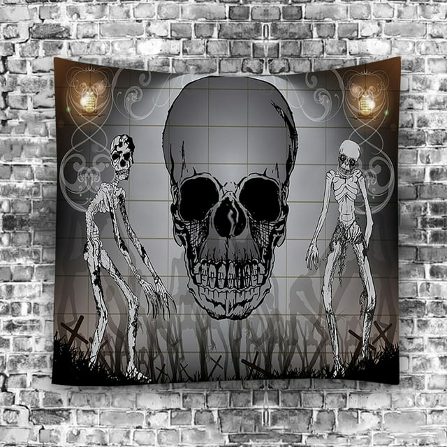 Xihbxyly Tapiz de Halloween con Estampado de Calaveras, Colorido y Vibrante, para Colgar En La Pared, Ideal para Dormitorio y Sala de Estar, con Un Ambiente Festivo de Halloween, de Poliéster, de 95