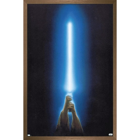 Star Wars: Original Trilogy - Blue Lightsaber Wall Poster, 22.375" x 34", Framed