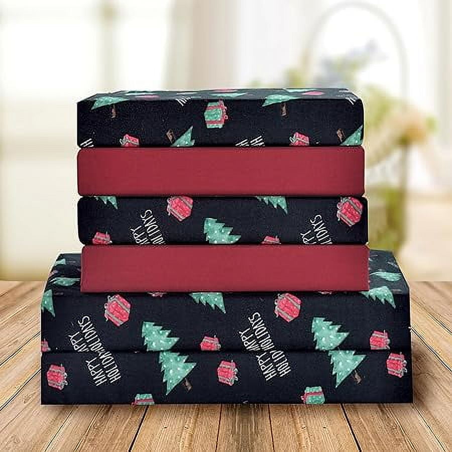 Holiday Pattern Microfiber Wrinkle and Fade Resistant (6-Piece) Bedding Set, Cal King, Feliz Navidad