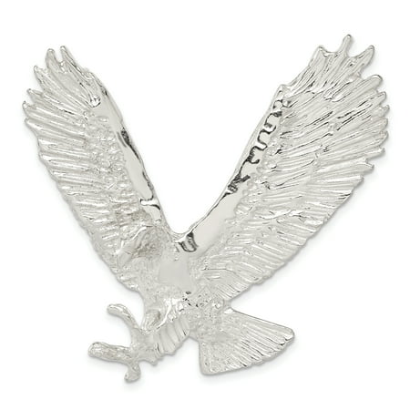 Modern Sterling Silver Slide Pendant 925 Sterling Silver Textured Eagle Necklace Chain Slide Pendant Charm Man Gift For Dad Mens For Him ()