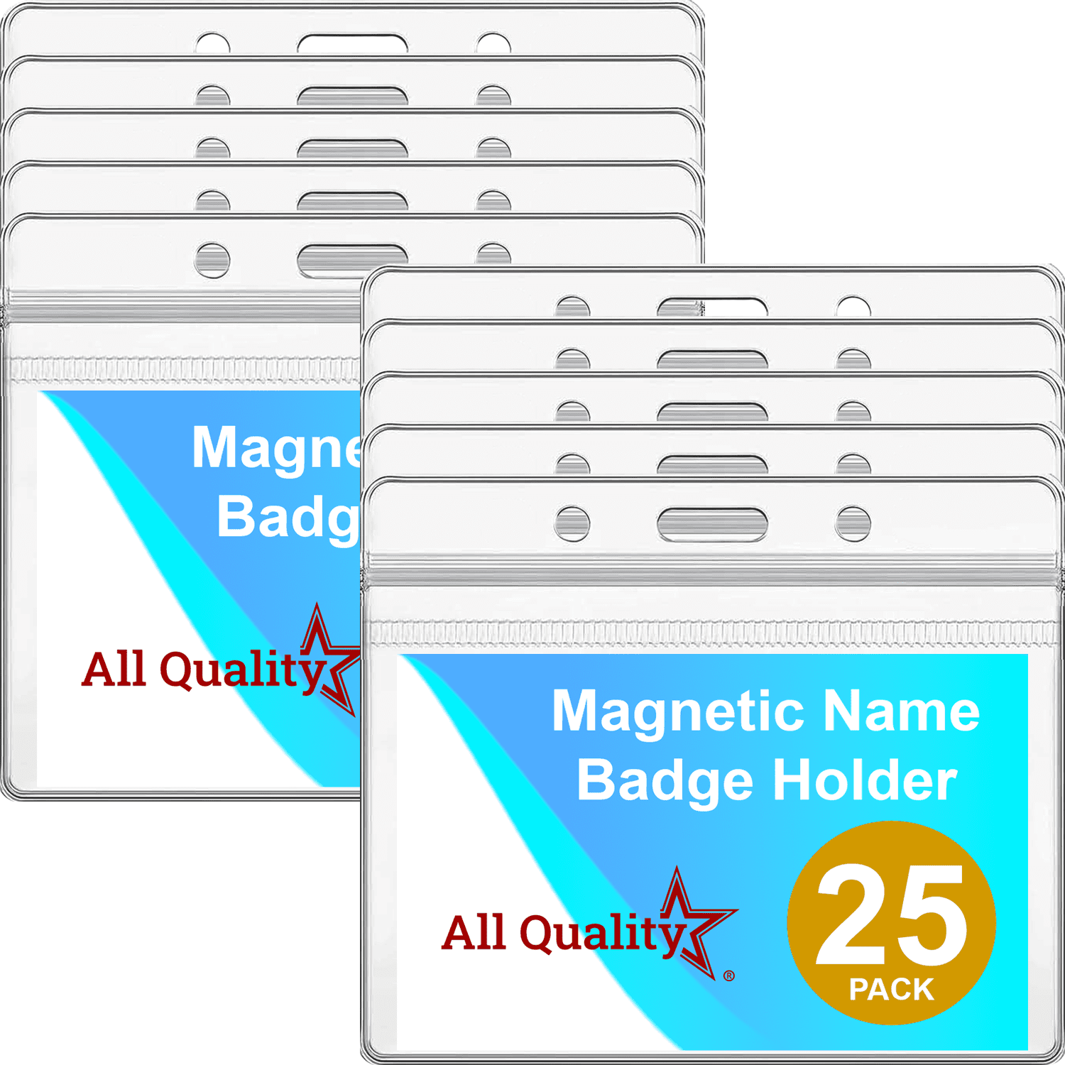 ID Badge with Magnet Backing - 25 Pack | Professional Name Badge Holders with Clear Images & Secure Magnetic Fastening