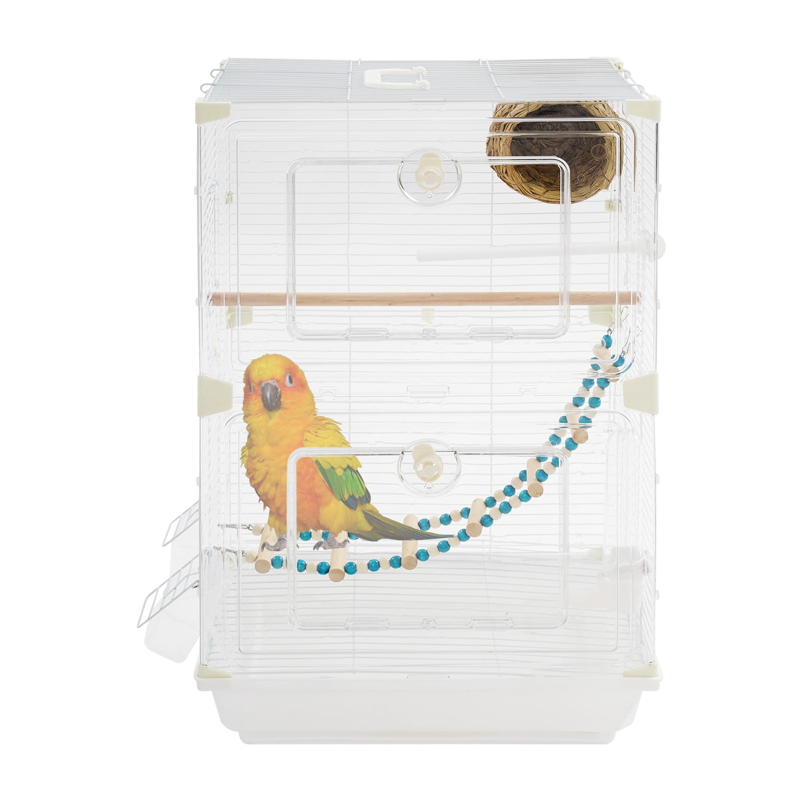 40*28*63cm White Freestanding Bird Cage Standing Flight Bird House Living Rooms Balconies Courtyards