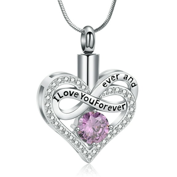 I Love You Forever Ever - Stainless Steel Heart Urn Pendant Necklace for Cremation Ashes Keepsake Memorial Jewelry