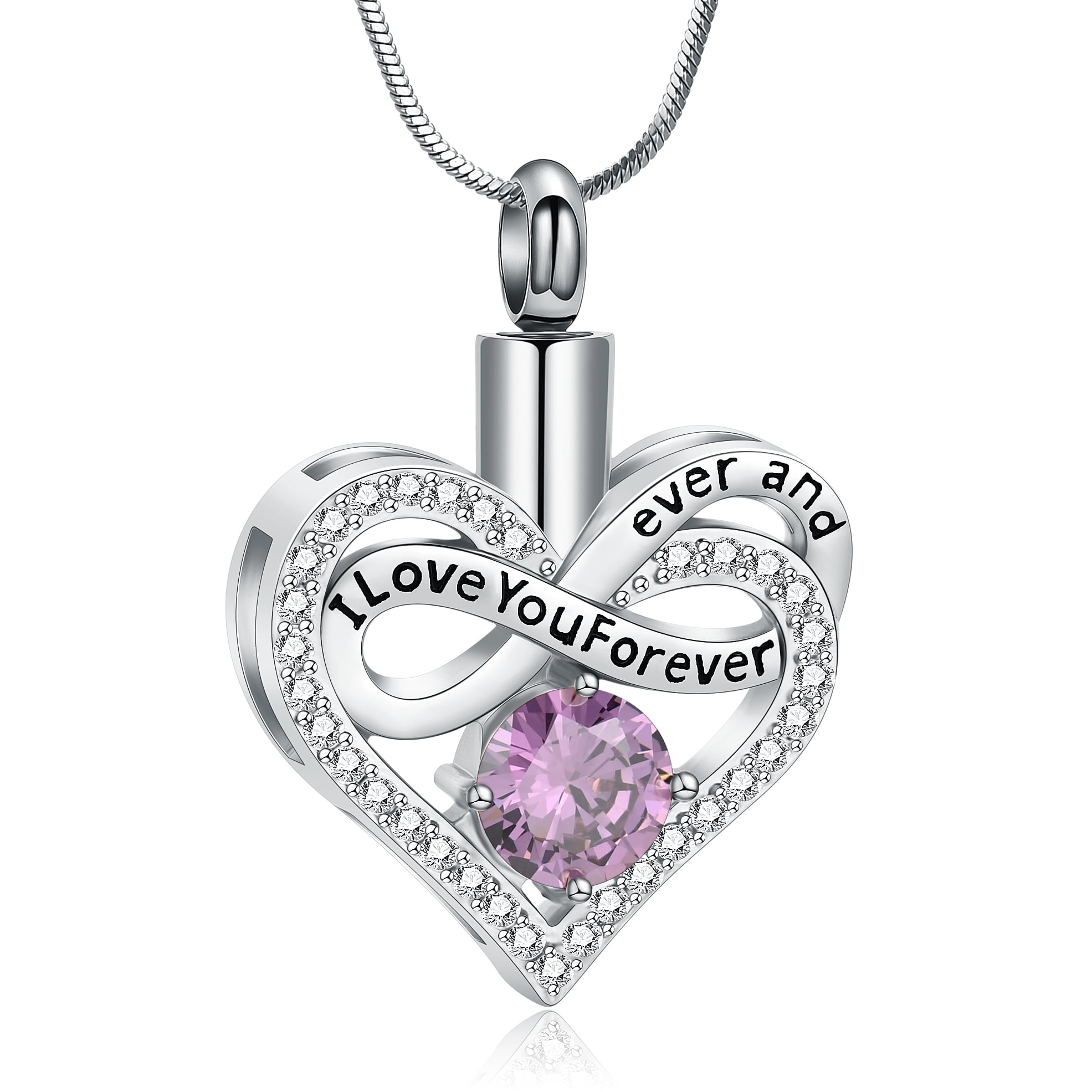 I Love You Forever Ever - Stainless Steel Heart Urn Pendant Necklace for Cremation Ashes Keepsake Memorial Jewelry