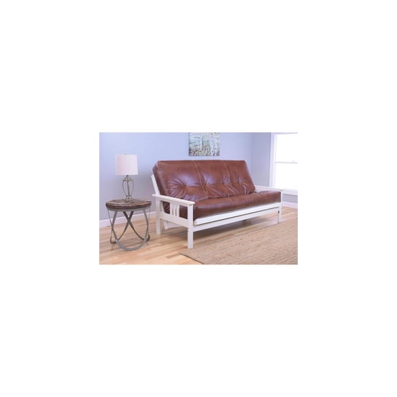 Futon Frame Full Size Convertible Sofa - White Finish - 79" Length