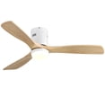 thumbnail image 1 of Sofucor 52" Low Profile Ceiling Fan, Flush Mount Ceiling Fan with Lights Remote Control, DC Motor with 3 Reversible Wood Blades, 6-Speed & Timer, 1 of 11