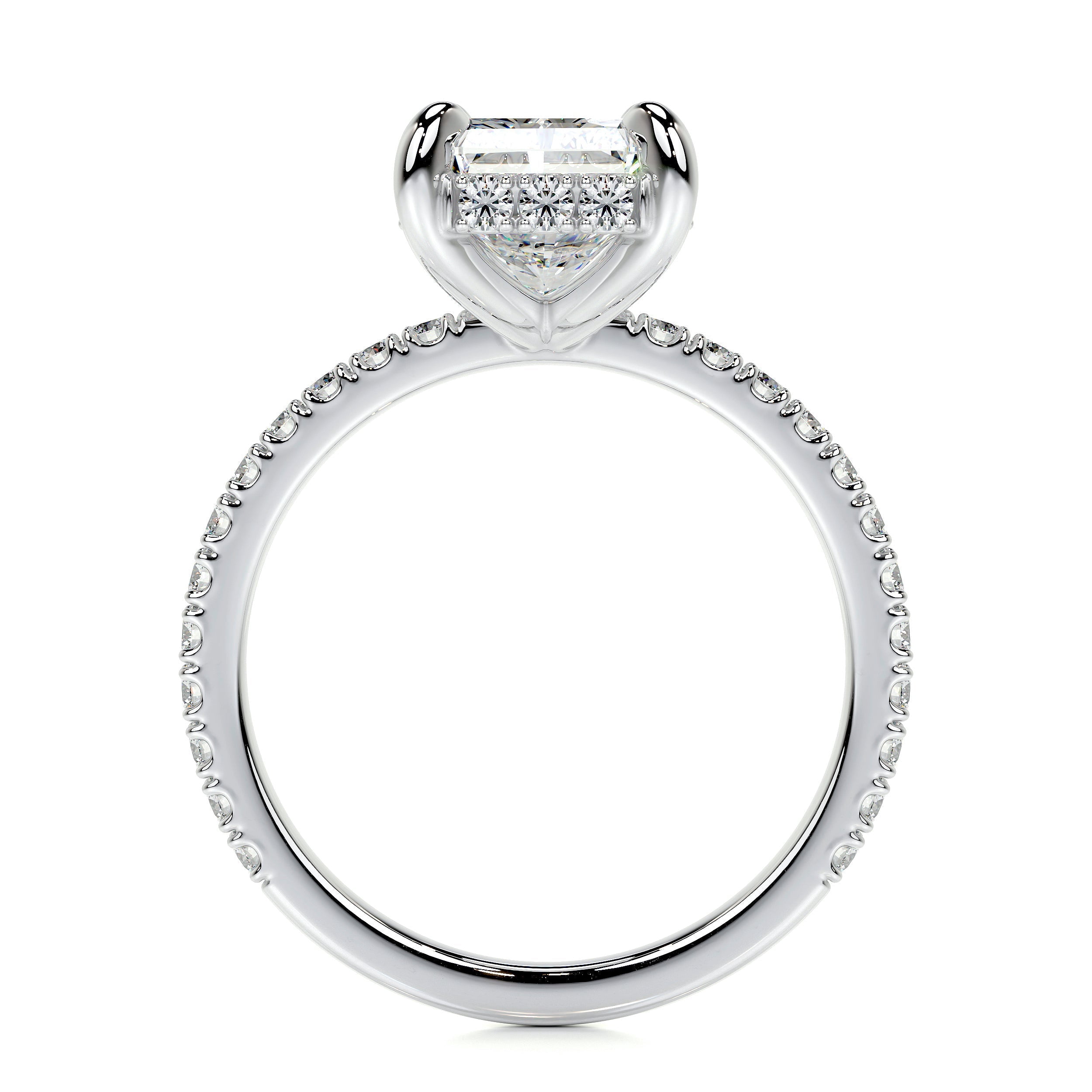 Blue Jewel Beautiful 2.3 Ct Radiant Cut Hidden Halo Eternity Band Ring – Lab-Created Simulated Diamond – 14K White Gold Plated – Women’s Engagement Ring – Ideal for Gifting on Special Days