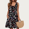 thumbnail image 6 of HOMBOM Women Dresses Summer Sundress Midi Tank Crew Neck Flower Casual Womens Summer Dresses with Pockets, 6 of 6