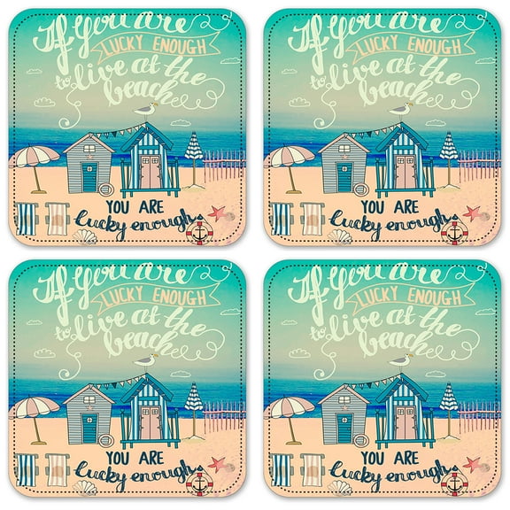 Vinyl Drink Coasters - Set of 4 - Lucky Beach