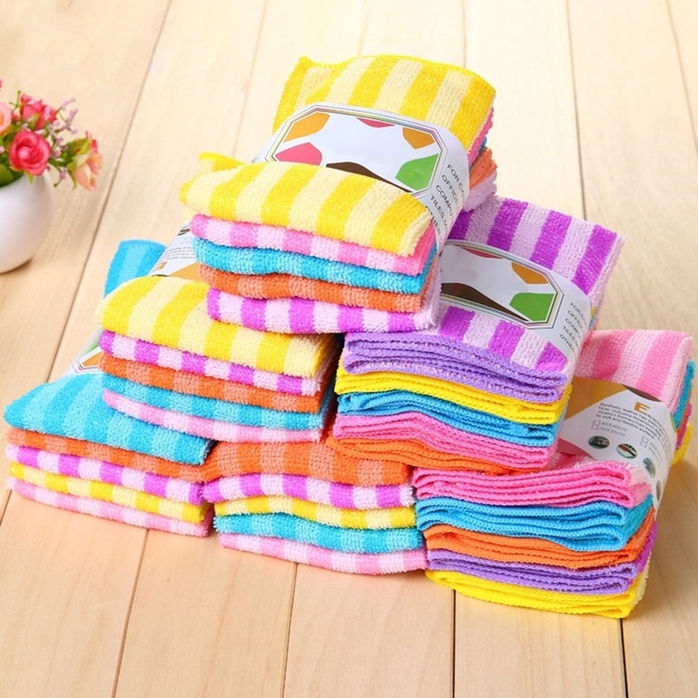 HEVIRGO 5Pc Kitchen Washcloths for Dishes Plaid Pattern Cotton Fast