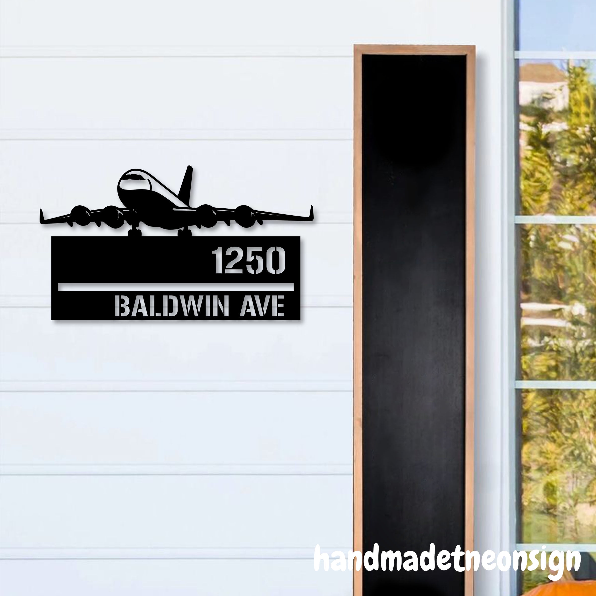 Handmadetneonsign Airplane House Number, Pilot Home Address Metal, Aircraft House Address Sign 70048