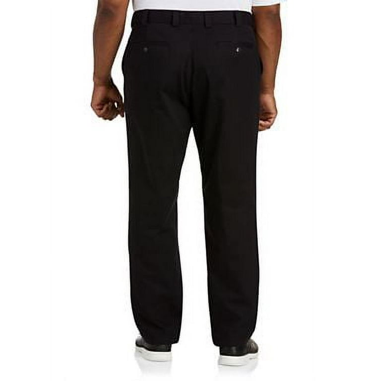 Big and Tall Essentials by DXL Men's Flat-Front Twill Pants, Black, 48W X  34L