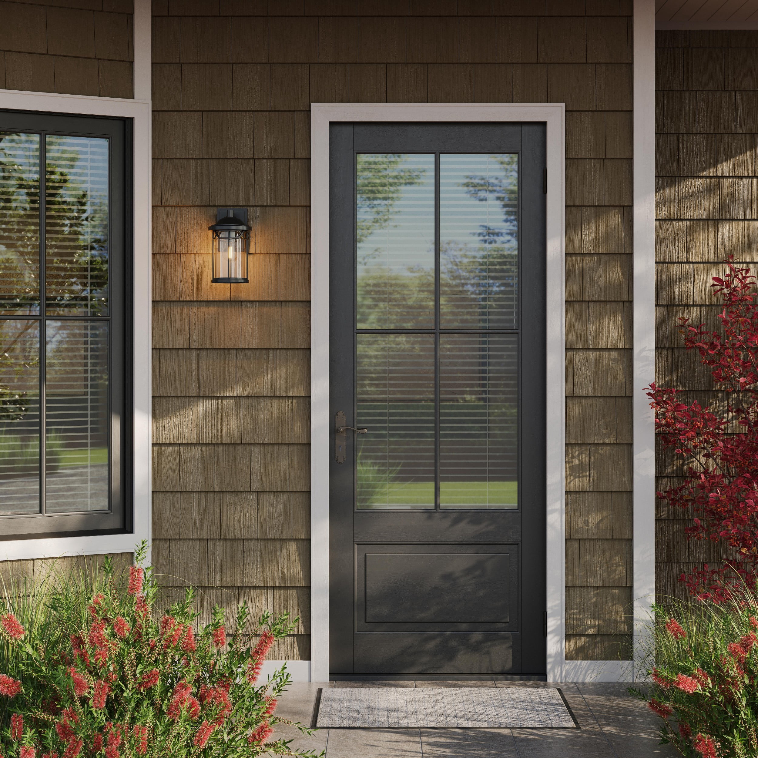 Better Homes & Gardens 11.25" H Transitional 1-Light Outdoor Corded Electric Wall Lantern with Clear Glass