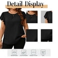 thumbnail image 5 of Cuteduck Women's Casual Blouses Round Neck Plus Size Basic Tops Short Cap Sleeve Textured Solid Color Shirt Elegant Blouse 1X-5X, 5 of 9