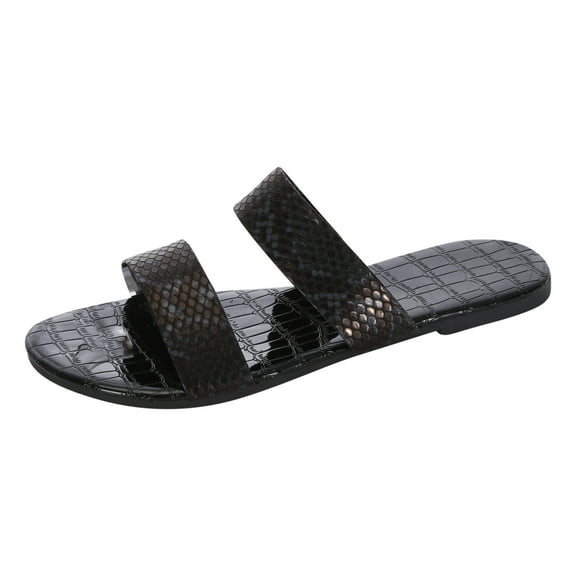 Women's Solid Casual Vacation Open Toe Flat Beach Sandals Slippers