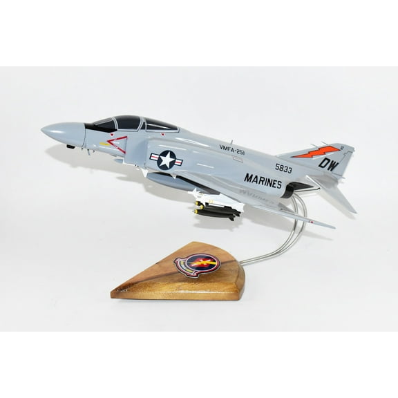 VMFA-251 THUNDERBOLTS (1984) F-4J Model, 1/42 (18") Scale, Mahogany, Marines, Fighter