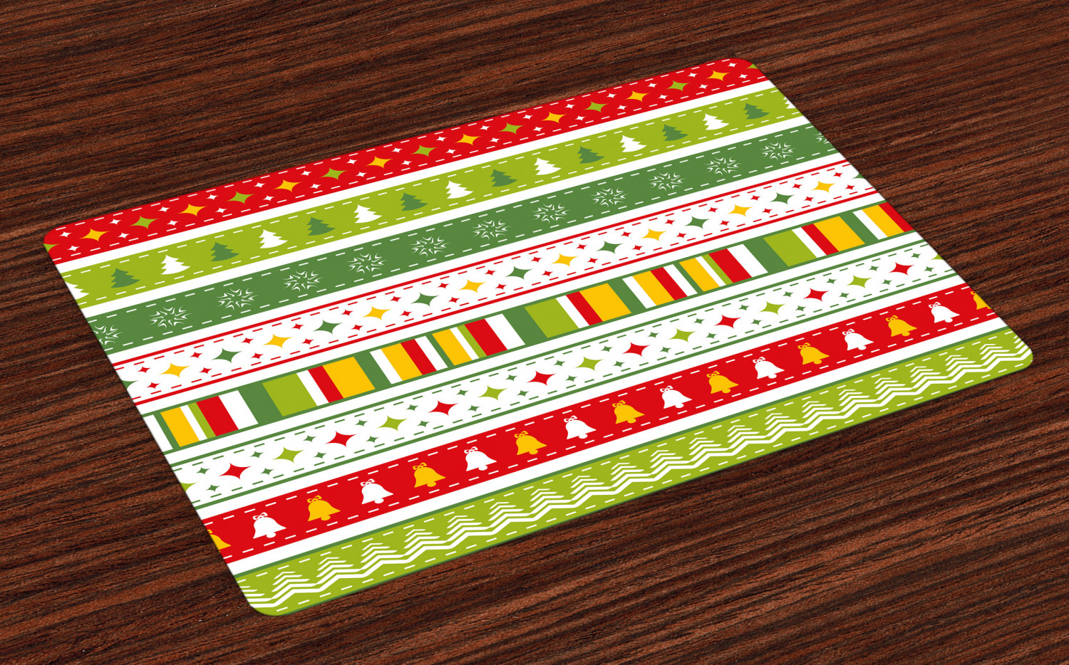 Christmas Placemats Set of 4 Set of Traditional Seasonal Borders Stars