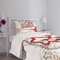 thumbnail image 3 of Ambesonne Cat Quilted Bedspread Set 2 Pcs, Cat Star Glasses Funny, Twin Size, Pale Pink Beige and Red, 3 of 5
