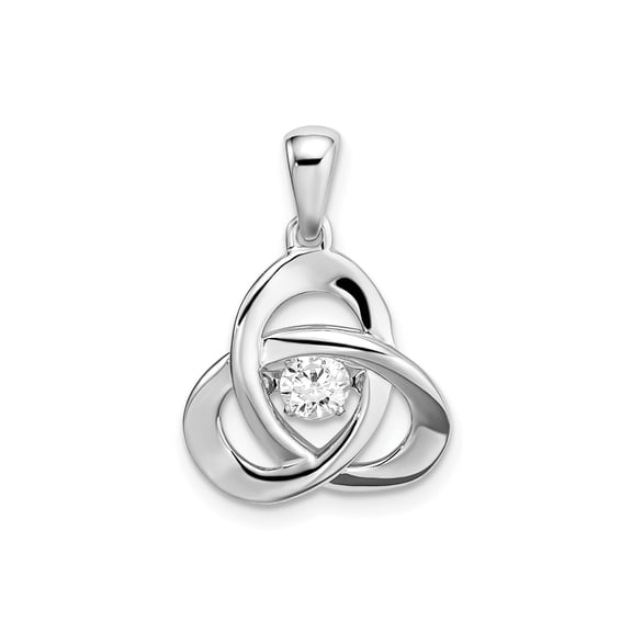Sterling Silver Celtic Trinity Knot Necklace for Women with Round Cubic Zirconia, Irish Symbol of Unity and Eternity, Spiritual Heritage Pendant Jewelry