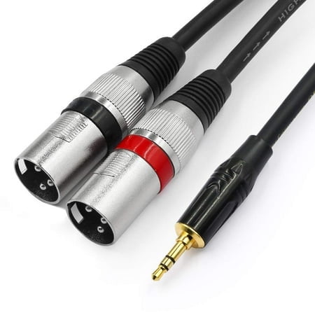 tisino 35mm to Dual XLR Stereo cable 18 inch Mini Jack to 2 XLR Male Y Splitter Adapter cord- 66 FT