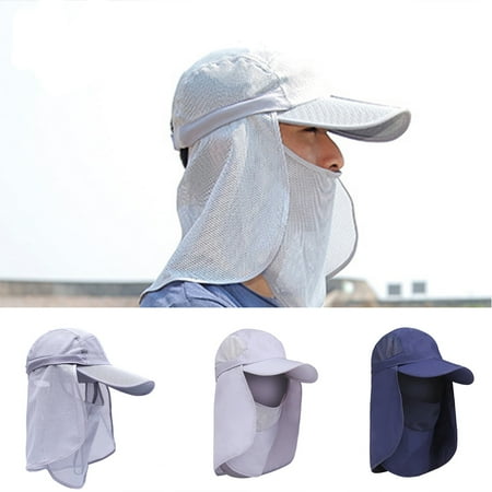 SPRING PARK Foldable Windproof Adjustable Polyester Fiber Snap Hat for Men Wide Brim Ear Neck Cover Sun Flap Bucket Hats Outdoors Fishing
