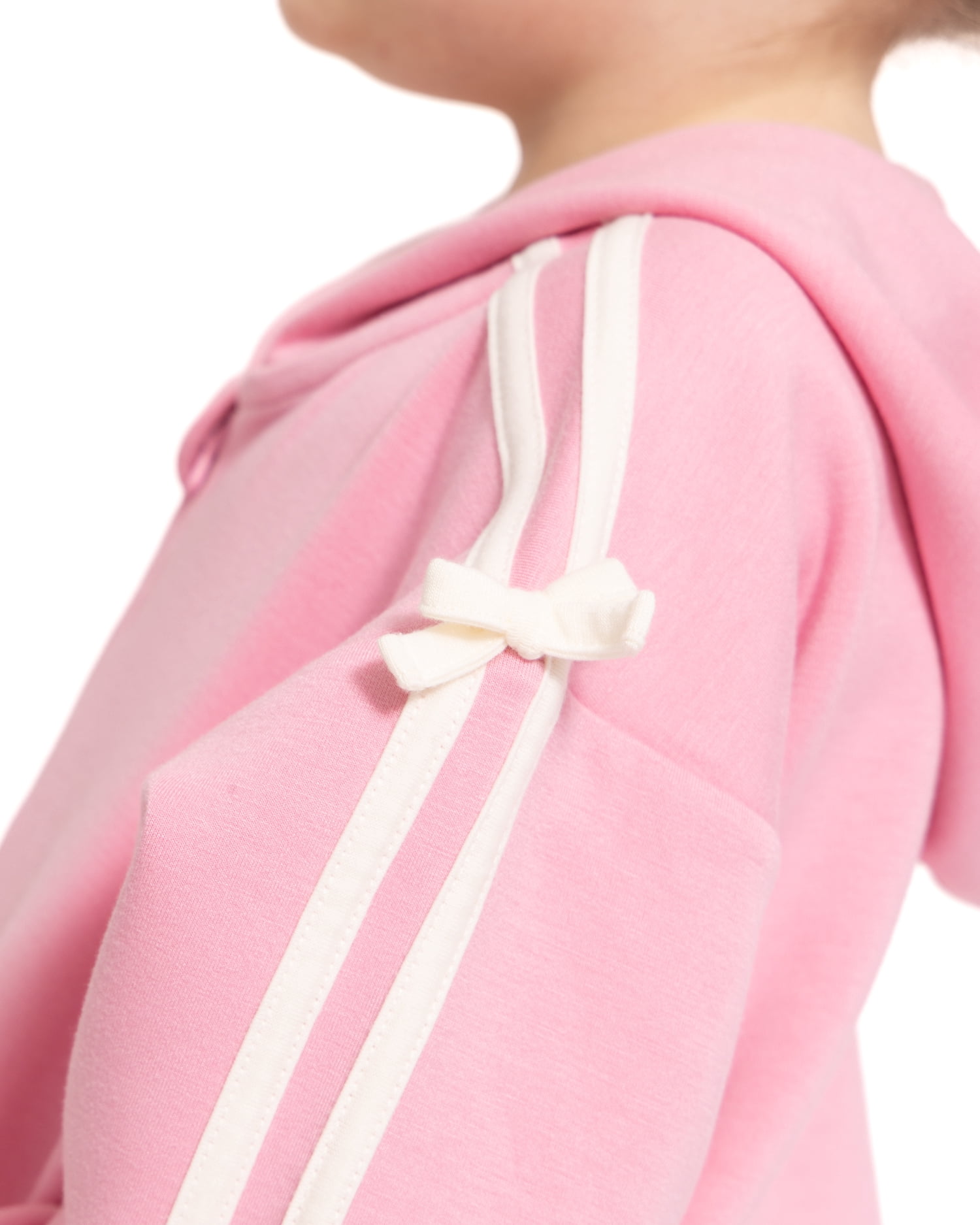 Wonder Nation Toddler Girls Full Zip Athletic Hoodie with Side Stripe and Bow, Sizes 12M-5T