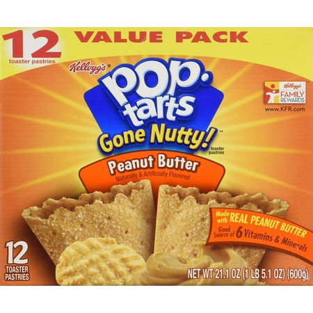 Pop Tarts Gone Nutty! Peanut Butter Flavor Toaster Pastries, 12 pack (21.1