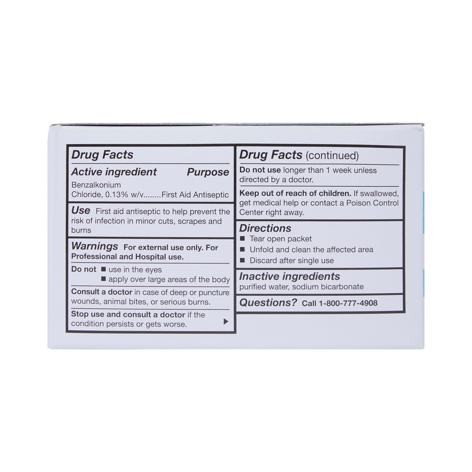 McKesson BZK Towelettes, First Aid Antiseptic Wipes - Individually Wrapped, 100 Count, 10 Packs, 1000 Total