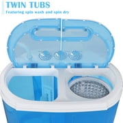 HomGarden 10lbs Capacity Compact Top-Load Washing Machine, Mini Twin Tub Washer Spin Dryer, Blue