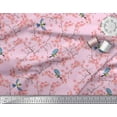 thumbnail image 2 of Soimoi Polyester Crepe Fabric Floral & Blue Tit Bird Print Fabric by The Yard 52 Inch Wide, 2 of 3