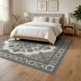 thumbnail image 3 of ODIKA 6'x9' Washable Area Rug Non-Slip, Chair-Friendly, Beige Symmetrical Cream Interlocking Dusty Details Entryway for Dining Room, Under Table, Office Décor, 3 of 7