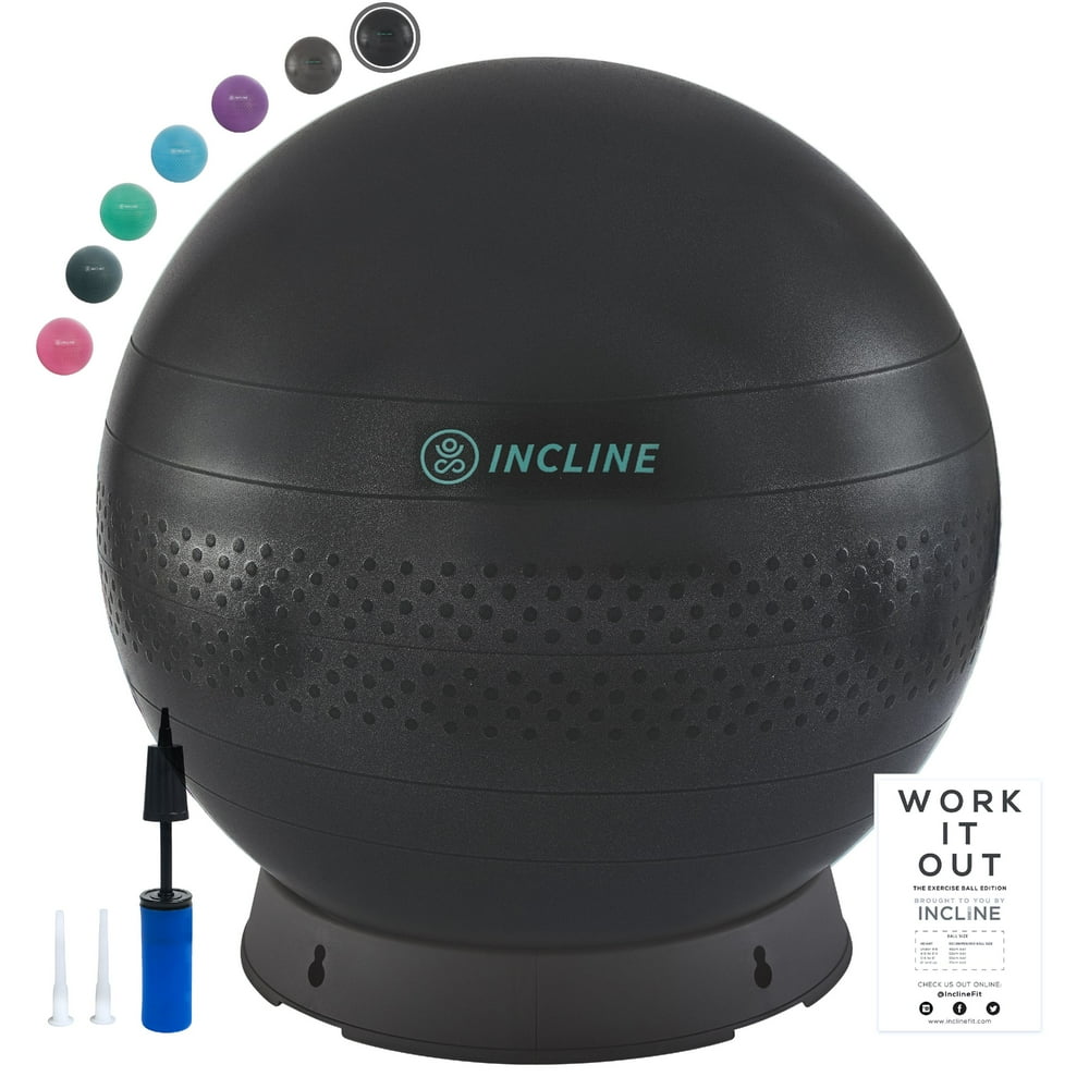 Incline Fit AntiBurst Exercise Ball, Base & Pump (55, 65, 75 cm) for