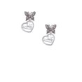 thumbnail image 2 of Delight Jewelry Silvertone Lil Sister in Open Heart - 5/8'' Silvertone Antiqued Butterfly Post Earrings, 2 of 4
