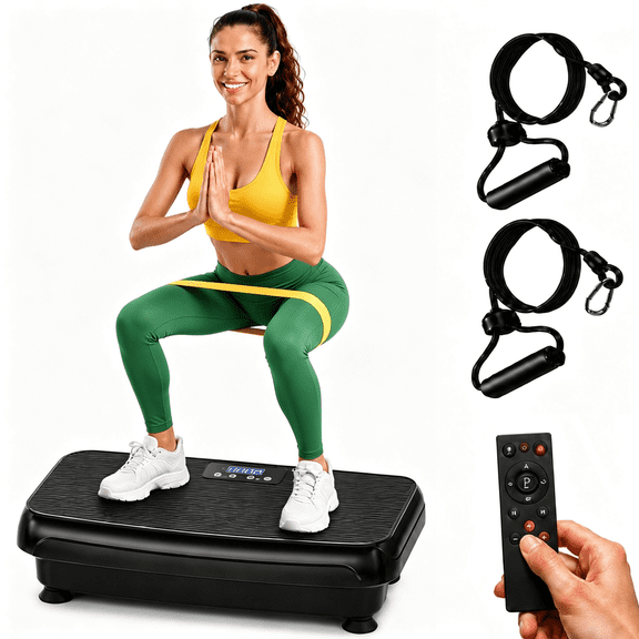 Vibration Plate Exercise Machine for Lymphatic Drainage, 99-Speed Whole Body Workout Platform with Preset Programs, LED Touchscreen, Remote Control & Resistance Band, 300 lb Capacity