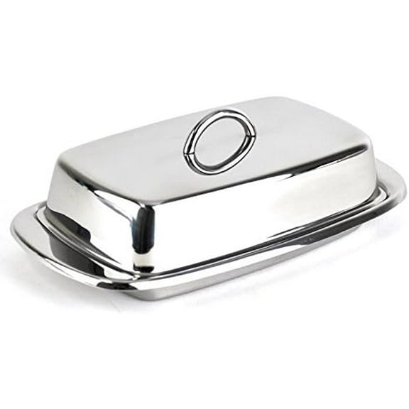 Stainless Steel Butter Dish with Lid, 4" x 7.5"