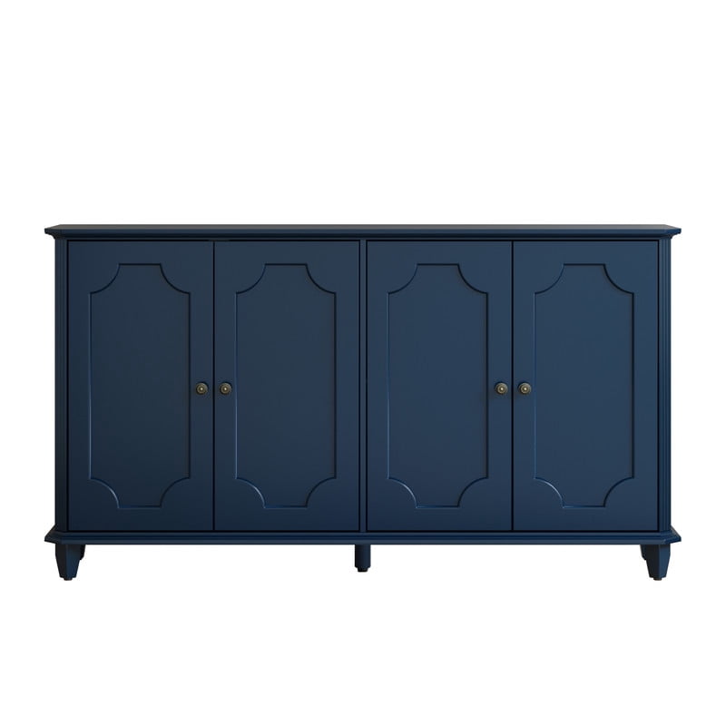 Vintage Farmhouse Buffet Sideboard Cabinet, 4 Embossed-Door Storage Cupboard, Versatile Cabinet with Adjustable Shelf