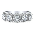 thumbnail image 2 of BERRICLE Sterling Silver 5-Stone Wedding Rings Cubic Zirconia CZ Cocktail Anniversary Band for Women, Rhodium Plated Size 10, 2 of 8