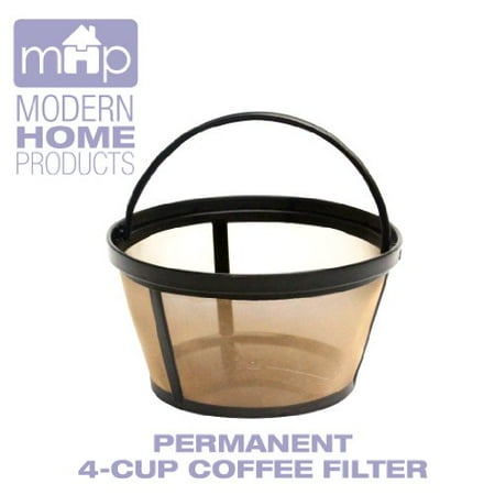 MHP Permanent 4-Cup Basket Shape Gold Tone Coffee Filter fits Mr. Coffee 4-Cup Coffeemakers ...