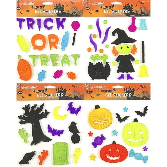 Serafina Home Halloween Gel Clings: Happy Ghosts Bats Cat Jack O Lantern Decorations for Home Office Windows Mirrors and More