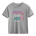 thumbnail image 3 of Babcutegg School Uniform for Kid Girls Basic Shirts Causal Fashion Campus Style Graphic Pattern Back to School Wear Girls Summer Clothes Gray Size 4, 3 of 10