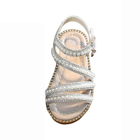 

Celiean Summer Girls Sandals Korean Edition Little Girls Pearl Open Toe Princess Shoes Little Medium And Big Children s Performance Shoes Pink 10-10Y