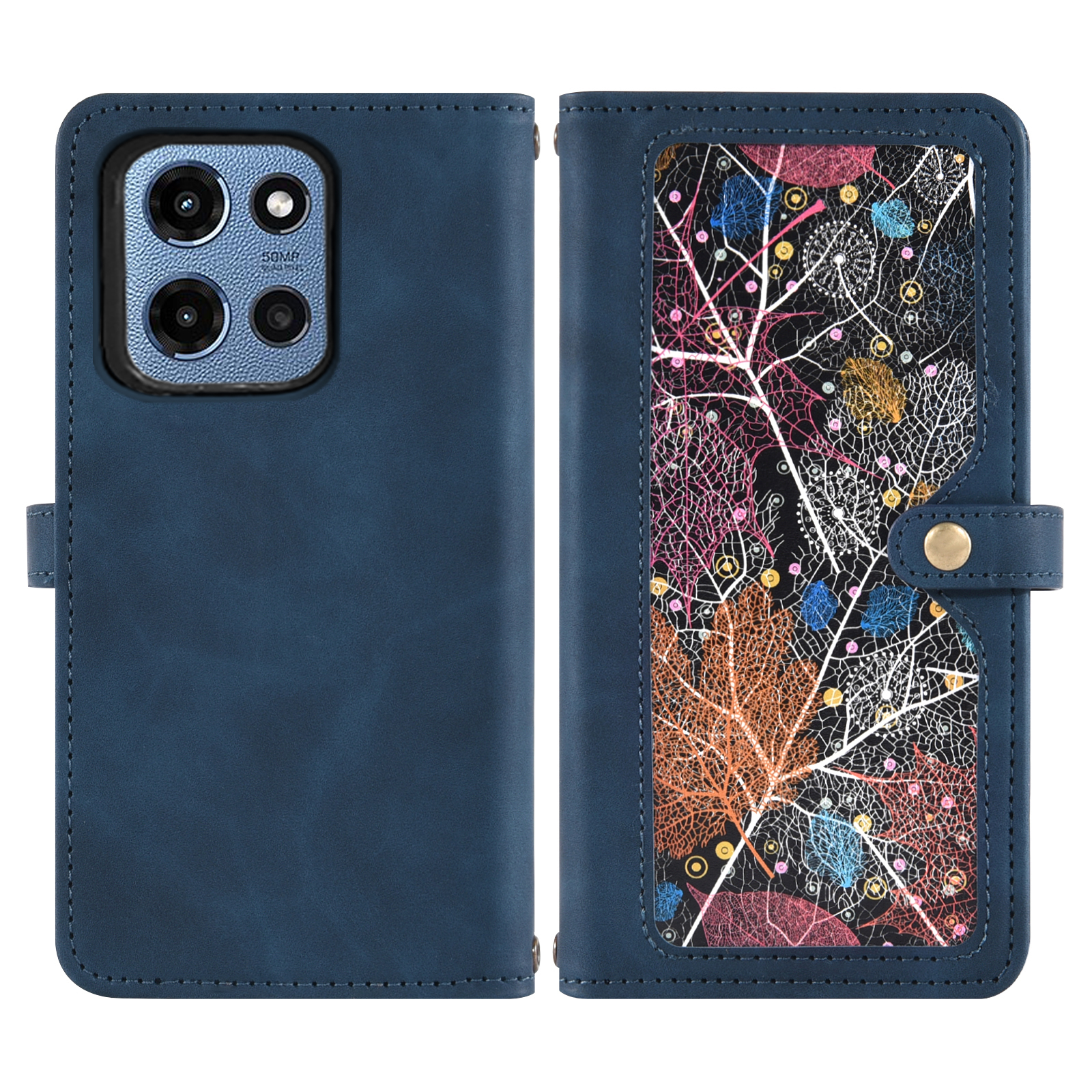 Asuwish Phone Case for Motorola Moto G 5G 2025 Wallet Cover With Tempered Glass Screen Protector Crossbody Wrist Strap Flip Pattern Zipper Credit Card Holder Stand Slot Cell G5G 5 G G5 Women Men Blue