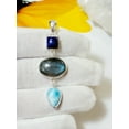 thumbnail image 2 of Three Stone Pendant, Pure Silver Jewelry, Labradorite, Larimar, Lapis Lazuli, Multi Stone Necklace Pendant, AAA Grade Gemstone Jewelry, Gift, 2 of 5