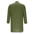 thumbnail image 6 of Dianli Shirts for Men Casual Solid Color Long Sleeve Button Round Neck Slit Shirt Blouse Lightweight Breathable Cotton-Blend Fashionable Simple Office Workwear Summer Casual, 6 of 7