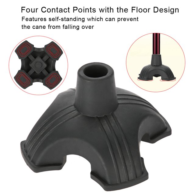 Cane Tip Rubber Anti Skid Self Standing Four Base Support Walking Cane Pad 19mm