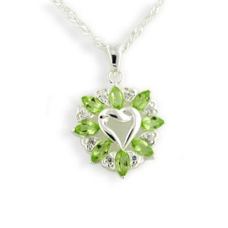 Genuine Peridot Heart Pendant - 3.6cttw Genuine Green Peridot Knotted Sterling Silver Heart Pendant with 20